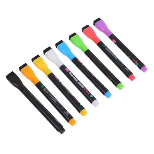 HOODANCOS 8 Stück Löschbare Lampenstifte Kreide Whiteboard Trocken Abwischbare Magnetische Marker Fenstermarker Für Glas Waschbarer Whiteboard Radiergummi Waschbare Trocken von HOODANCOS