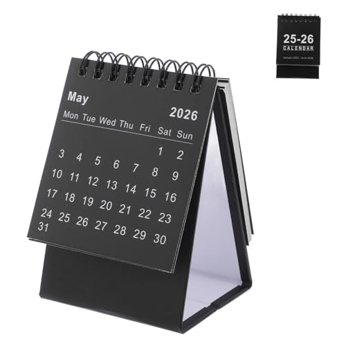 HOODANCOS Mini Tischkalender jahreskalender schülerkalender Stand -up -Schreibtischkalender Tischständer-Kalender stehender Kalender Schreibtischkalenderstand Kalenderständer Papier Black von HOODANCOS