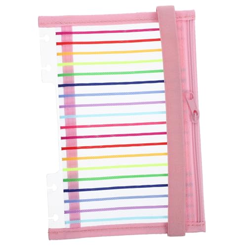 HOODANCOS Reißverschlusstasche Schule Notebook-Cover-Tasche wiederverwendbare Notebooktasche austauschbare Ordnertasche wiederverwendbare Tasche für lose Blätter Plastik Rosa von HOODANCOS