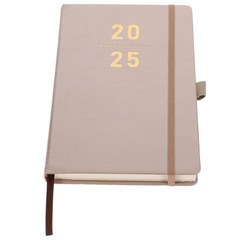 HOODANCOS Zeitplan 2025 bürobedarf familienplaner notizbuch mit stift schreibutensilien tagebuch Agenda Notebook monatliche Agenda Multifunktionsnotizbuch Tagesplaner-Notizbuch Papier Khaki von HOODANCOS