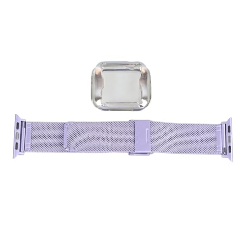 HOOLEEY 1.6in Replacement Band Strap Stainless Steel Protection Metal Band Strap for Iwatch Series 4‑6 (Light Purple) von HOOLEEY