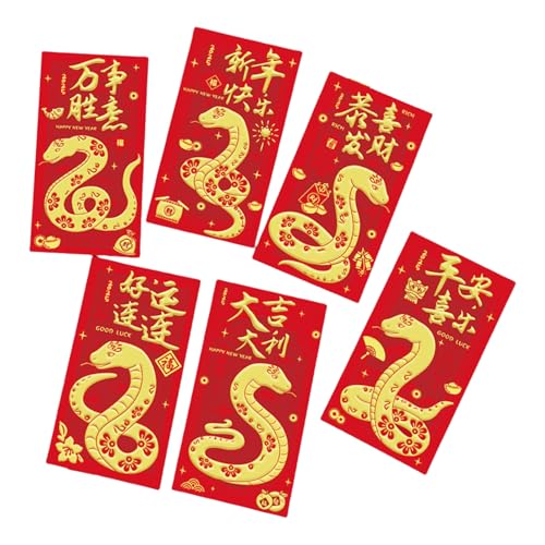 6 Stück Chinesische Neujahrsdekoration Goldfolie Schlangen-Thema Rötungen Umschläge Frühlingsfest Geldpakete für Kinder 6 Stück Chinesische Neujahrsdekoration Goldfolie Schlangen-Thema Rötungen Umschläge Frühlingsfest Geldpakete für Kinder von HOOLRZI