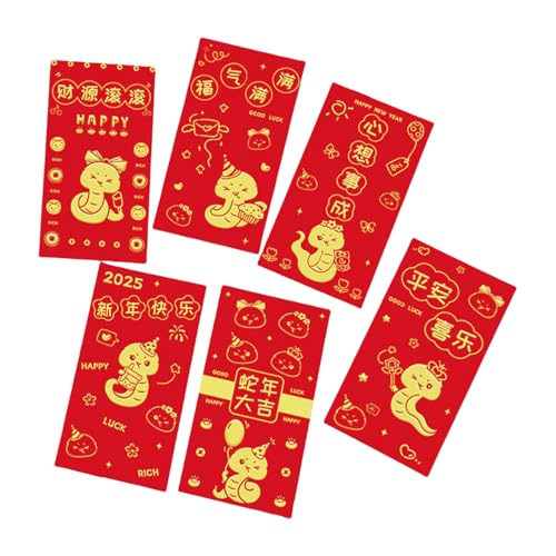 6 Stück Chinesische Neujahrsdekoration Goldfolie Schlangen-Thema Rötungen Umschläge Frühlingsfest Geldpakete für Kinder 6 Stück Chinesische Neujahrsdekoration Goldfolie Schlangen-Thema Rötungen Umschläge Frühlingsfest Geldpakete für Kinder von HOOLRZI