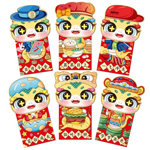 6 x chinesische Neujahrsumschläge, Rötungen, Papier, Geldtasche, Frühlingsfest, Glück, Geldtasche für Frühlingsfest 6 x chinesische Neujahrsumschläge, Rötungen, Papier, Geldtasche, Frühlingsfest, Glück, Geldtasche für Frühlingsfest von HOOLRZI