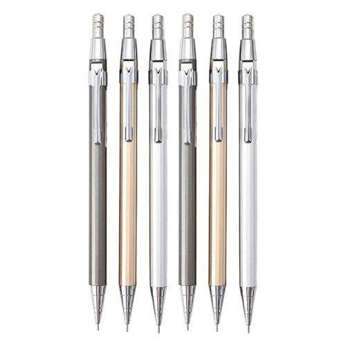Druckbleistifte-Set, 0,5 mm, Metall, automatische Bleistifte, Zeichenstifte, Skizzierstifte, Zeichenstifte für Studenten, 6 Stück Druckbleistifte-Set, 0,5 mm, Metall, automatische Bleistifte, Zeichenstifte, Skizzierstifte, Zeichenstifte für Studenten, 6 Stück von HOOLRZI