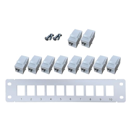 HOOLRZI 10-Port CAT5e RJ45-Durchgangskoppler Panel Mit Rückseitiger Wandmontage Rackmontage Für CAT5eUTP STP Verkabelung Cat6-Keystone Wandplatte Weiß HOOLRZI 10-Port CAT5e RJ45-Durchgangskoppler Panel Mit Rückseitiger Wandmontage Rackmontage Für CAT5eUTP STP Verkabelung Cat6-Keystone Wandplatte Weiß von HOOLRZI