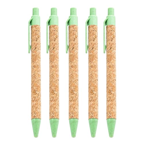 HOOLRZI 5 Stück einziehbarer Kugelschreiber, 1,0 mm, Holzmaserung, Schreibwaren, Zubehör für Schüler, Lehrer von HOOLRZI