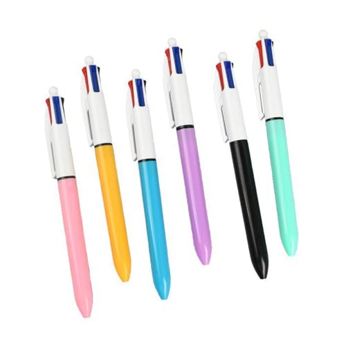 HOOLRZI 6 Stück Shuttle Pen 1,0 mm Kugelschreiber 4 in 1 einziehbarer Kugelschreiber Mehrfarbiger Stift Schreibwerkzeug für Schüler von HOOLRZI