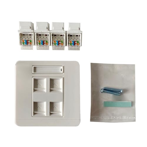 HOOLRZI 86x86mm Buchse Auf Buchse CAT6 Gigabit 4-Ports Wandstecker RJ45 Cat6 LAN Frontplatte Internet Stecker Steckdose Werkzeugloser Cat6 Moduler Stecker Werkzeugloser von HOOLRZI