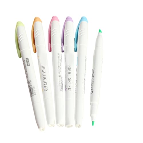 HOOLRZI Doppelseitiger Textmarker, 6 Farben, Schnelltrocknend, zum Hervorheben von Scrapbooking, Kalender, Tagebuch, 6 Stück HOOLRZI Doppelseitiger Textmarker, 6 Farben, Schnelltrocknend, zum Hervorheben von Scrapbooking, Kalender, Tagebuch, 6 Stück von HOOLRZI