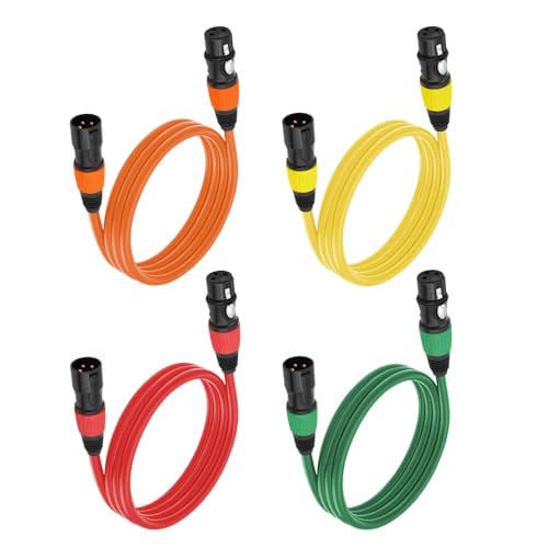 HOOLRZI Mikrofonkabel, 3-polig, Stecker auf Buchse, 3-polig, für Mikrofonmischer, Aufnahmestudio-Kabel, 4 Stück HOOLRZI Mikrofonkabel, 3-polig, Stecker auf Buchse, 3-polig, für Mikrofonmischer, Aufnahmestudio-Kabel, 4 Stück von HOOLRZI