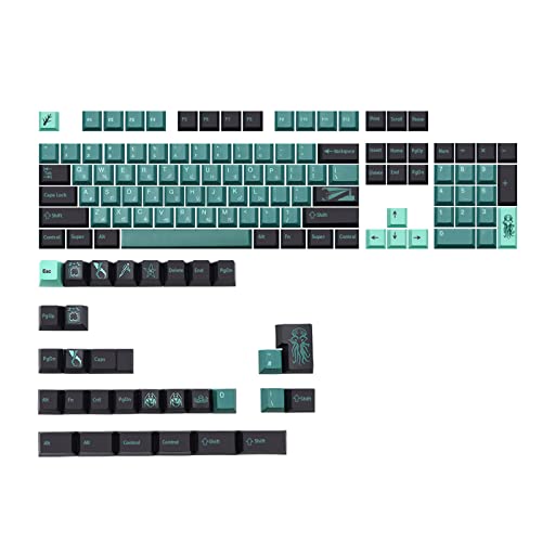 HOOLRZI Terror Below Tastenkappen 135-Tasten PBT Dye Subbed Für MX Switch Mechanische Tastatur Tastenkappe Profil Dye Sub Keycaps Schwarz Grün Pbt von HOOLRZI
