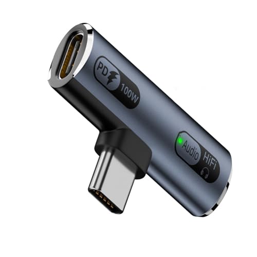 HOOLRZI Tragbarer Adapter für Handy Tablet 2-in-1 Typ-C-Adapter mit 100 W USB C auf Kopfhörer und Typ-C-Ladeadapter HOOLRZI Tragbarer Adapter für Handy Tablet 2-in-1 Typ-C-Adapter mit 100 W USB C auf Kopfhörer und Typ-C-Ladeadapter von HOOLRZI