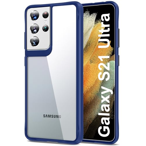 HOOMIL Crystal Clear Hülle für Samsung Galaxy S21 Ultra 5G, Nie Vergilbung Transparent - Blau von HOOMIL
