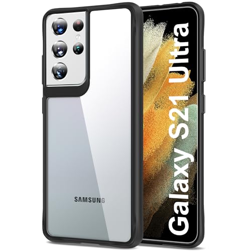 HOOMIL Crystal Clear Hülle für Samsung Galaxy S21 Ultra 5G, Nie Vergilbung Transparent - Schwarz von HOOMIL
