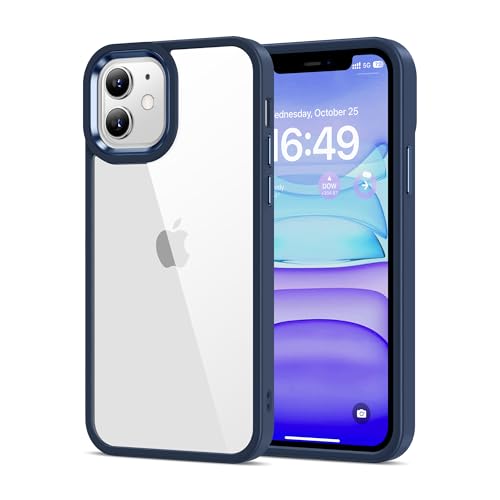 HOOMIL Crystal Clear Hülle für iPhone 11, [Anti Gelb] [Militärisch Stoßfest] Transparent Rückseite Schutzhülle - Blau von HOOMIL