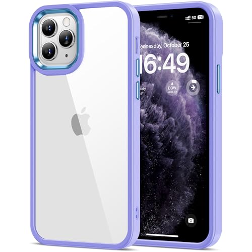 HOOMIL Crystal Clear Hülle für iPhone 11 Pro, [Anti Gelb] [Militärisch Stoßfest] Transparent Rückseite Schutzhülle - Helllila von HOOMIL