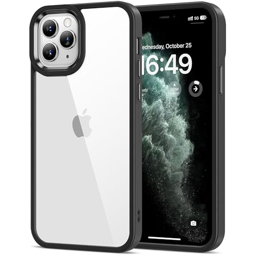 HOOMIL Crystal Clear Hülle für iPhone 11 Pro, [Anti Gelb] [Militärisch Stoßfest] Transparent Rückseite Schutzhülle - Schwarz von HOOMIL