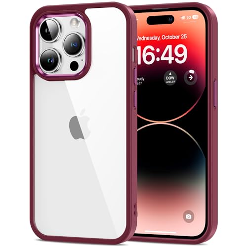 HOOMIL Crystal Clear Hülle für iPhone 14 Pro Max, [Nie Vergilbung] [Militärisch Stoßfest] Transparent Rückseite Schutzhülle - Rot von HOOMIL