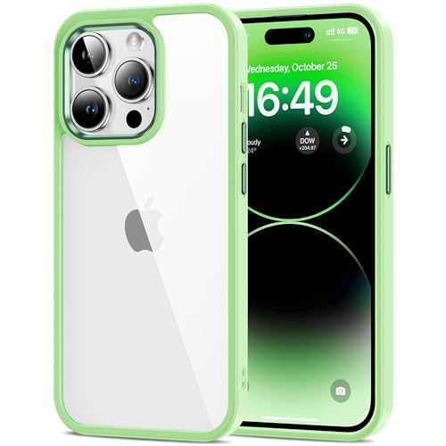 HOOMIL Crystal Clear Hülle für iPhone 14 Pro Max, [Nie Vergilbung] [Militärisch Stoßfest] Transparent Rückseite Schutzhülle - Grün von HOOMIL