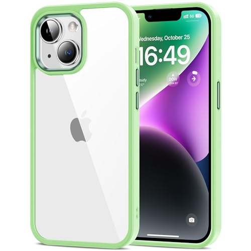 HOOMIL Crystal Clear Hülle für iPhone 14, [Nie Vergilbung] [Militärisch Stoßfest] Transparent Rückseite Schutzhülle - Mintgrün von HOOMIL