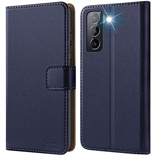 HOOMIL Hülle für Samsung Galaxy S21 FE 5G, Premium Leder Tasche Klappbar Handyhülle Schutzhülle - Blau von HOOMIL