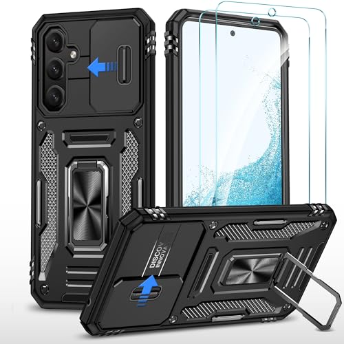HOOMIL Hybrid Hülle für Samsung Galaxy A54 5G, mit Kameraschutz+2 Stück Schutzfolie, Rundumschutz Case Stoßfest Handyhülle Schutzhülle (Schwarz) von HOOMIL