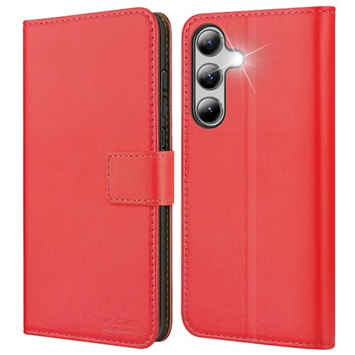 HOOMIL MagFlip Handyhülle für Samsung Galaxy A55 5G Hülle, Premium Leder Case Klappbar Schutzhülle für Samsung A55 5G - Rot von HOOMIL