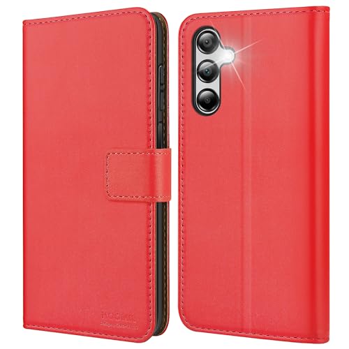 HOOMIL MagFlip Hülle für Samsung Galaxy A15 4G/5G, [Erstklassige Handwerk] Premium Leder Klappbar Case Handyhülle Schutzhülle - Rot von HOOMIL