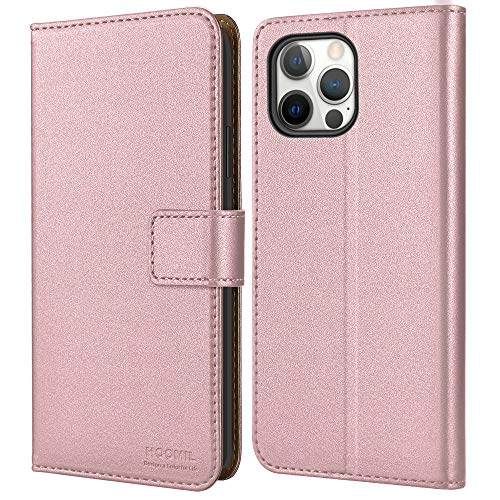 HOOMIL MagFlip Hülle für iPhone 12/12 Pro, [Nr.1 Verarbeitung] Premium Leder Handyhülle Klappbar Case Schutzhülle - Roségold von HOOMIL