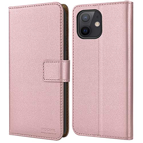 HOOMIL MagFlip Hülle für iPhone 12 Mini, [Nr.1 Verarbeitung] Premium Leder Handyhülle Klappbar Case Schutzhülle - Roségold von HOOMIL