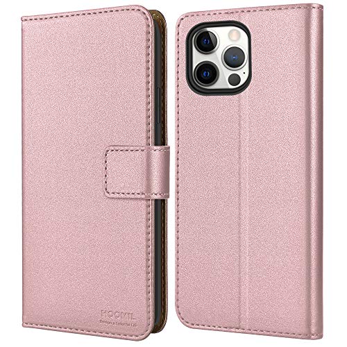 HOOMIL MagFlip Hülle für iPhone 12 Pro Max, [Nr.1 Verarbeitung] Premium Leder Handyhülle Klappbar Case Schutzhülle - Roségold von HOOMIL