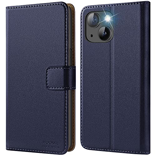 HOOMIL MagFlip Hülle für iPhone 13/14, [Nr.1 Verarbeitung] Premium Leder Handyhülle Klappbar Case Schutzhülle - Blau von HOOMIL