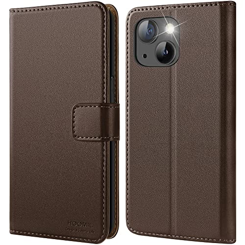 HOOMIL MagFlip Hülle für iPhone 13/14, [Nr.1 Verarbeitung] Premium Leder Handyhülle Klappbar Case Schutzhülle - Braun von HOOMIL