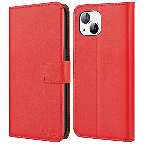 HOOMIL MagFlip Hülle für iPhone 13/14, [Nr.1 Verarbeitung] Premium Leder Handyhülle Klappbar Case Schutzhülle - Rot von HOOMIL