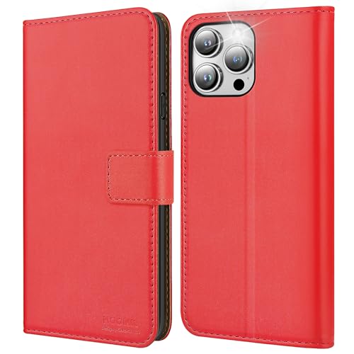 HOOMIL MagFlip Hülle für iPhone 14 Pro, Premium Leder Tasche Klappbar Handyhülle Schutzhülle - Rot von HOOMIL