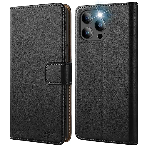 HOOMIL MagFlip Serie Handyhülle für iPhone 13 Pro Hülle, [2023 Handwerk Upgraded] Premium Leder Case Klappbar Schutzhülle für iPhone 13 Pro Tasche - Schwarz von HOOMIL