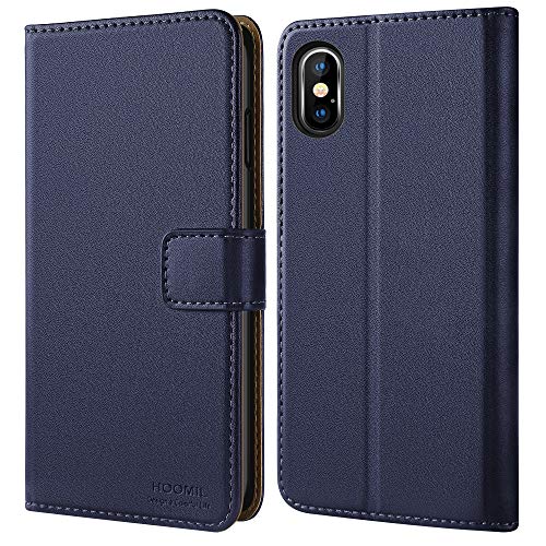 HOOMIL MagFlip Serie für iPhone X/XS Handyhülle, [Erstklassige Handwerk] Premium Klappbar Leder Flip Case Schutzhülle - Blau von HOOMIL