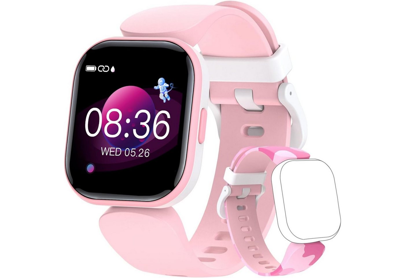 HOOMOON Smartwatch (1,4 Zoll, Android, iOS), Uhr Zifferblätter IP68 wasserdichte Kinder-Smartwatch mit 19 Sportmodi von HOOMOON