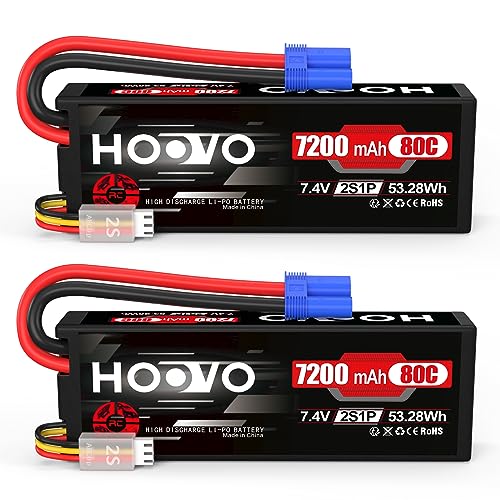 2S LiPo Akku 7,4V 7200mAh 80C RC Batterie Hardcase mit EC5 Stecker Batterien Ersatzakku HOOVO für RC Auto LKW Heli Flugzeug Boot Hubschrauber Drohn Truck Slash Buggy Team Associated (2 Stück) 2S LiPo Akku 7,4V 7200mAh 80C RC Batterie Hardcase mit EC5 Stecker Batterien Ersatzakku HOOVO für RC Auto LKW Heli Flugzeug Boot Hubschrauber Drohn Truck Slash Buggy Team Associated (2 Stück) von HOOVO