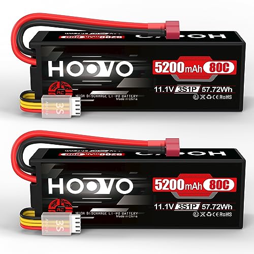 HOOVO 3S Lipo Akku 11,1V 5200mAh 80C HardCase Lipo Battery mit Deans T Stecker RC Batterie für RC Auto LKW Heli Flugzeug Rock Crawler Airplane Helicopter Rc Car Truck Boot (2 Stück) von HOOVO