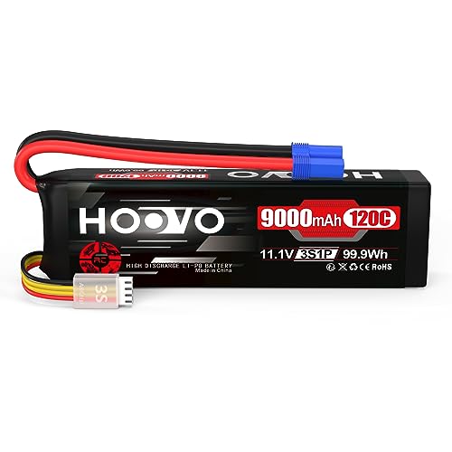 HOOVO 3S Lipo Akku 11,1V 9000mAh 120C SoftCase Lipo Battery mit EC5 Stecker RC Batterie für RC Auto LKW Heli Flugzeug Rock Crawler Airplane Helicopter Rc Car Truck Boot (1 Stück) von HOOVO