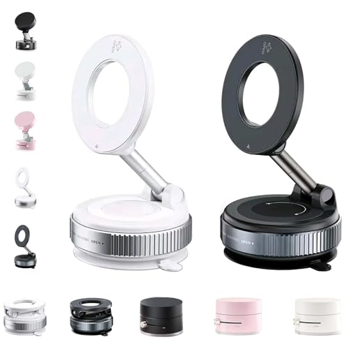 Magnetischer Telefonständer mit Vakuumsauger, faltbarer Magpro 360°-Telefonhalter, magnetischer Vakuum-Handyhalter for alle Telefone im Auto/Spiegel/Fitnessstudio, Schwarz(Magnetic upgrade white+black Magnetischer Telefonständer mit Vakuumsauger, faltbarer Magpro 360°-Telefonhalter, magnetischer Vakuum-Handyhalter for alle Telefone im Auto/Spiegel/Fitnessstudio, Schwarz(Magnetic upgrade white+black von HOPASRISEE