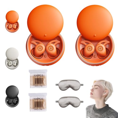 Novonell Snooze Pods Pro, Anti-Schnarch-Kopfhorer mit Anc, SchlafkopfhöRer Bluetooth, SchlafkopfhöRer SeitenschläFer füR SeitenschläFer, Ultra Comfortable & Noiseless Sleeping(Orange+Orange) von HOPASRISEE