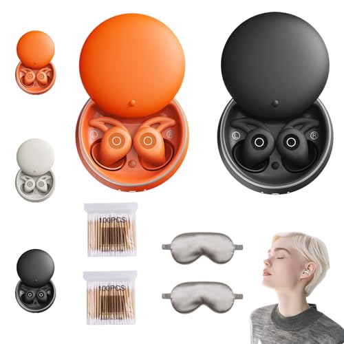 Novonell Snooze Pods Pro, Anti-Schnarch-Kopfhorer mit Anc, SchlafkopfhöRer Bluetooth, SchlafkopfhöRer SeitenschläFer füR SeitenschläFer, Ultra Comfortable & Noiseless Sleeping(Schwarz+Orange) von HOPASRISEE