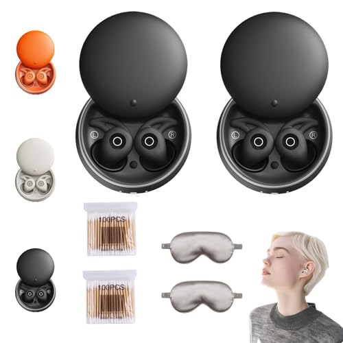 Novonell Snooze Pods Pro, Anti-Schnarch-Kopfhorer mit Anc, SchlafkopfhöRer Bluetooth, SchlafkopfhöRer SeitenschläFer füR SeitenschläFer, Ultra Comfortable & Noiseless Sleeping(Schwarz+Schwarz) von HOPASRISEE