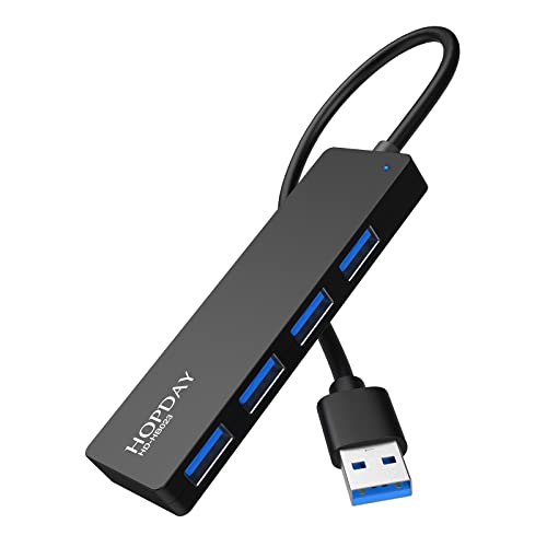 4-Port-USB-Hub, HOPDAY USB 3.0-Hub, tragbarer, ultraflacher USB-Splitter für MacBook, iMac Pro, Mac Mini/Pro, Surface Pro, Dell, HP von HOPDAY