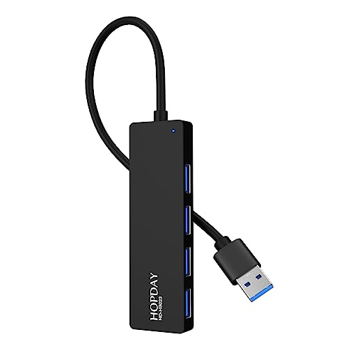 HOPDAY USB 3.0 Data Hub, Ultradünn 4 Ports USB Hub, High Speed USB 3.0 Hub für MacBook, Mac Pro/Mini, Mac, Surface Pro, XPS, USB Sticks, Notebook PC, Portable, Externe Festplatten von HOPDAY