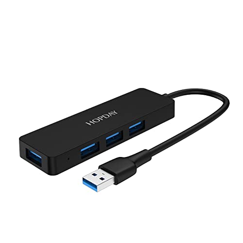 USB Hub, 4 Port USB 3.0 Hub Ultra Slim USB Splitter, 5Gbps Fast Transfer Data Hub USB A Adapter für MacBook, Surface, Notebook, Dell, HP, Tesla Model 3 von HOPDAY