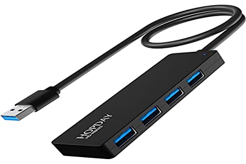 USB Hub, USB Hub 3.0 with 4 Port USB 3.0 Transfer Speed 5Gbps, Ultra-Slim Data USB Splitter Compatible with Laptop, PC, Mouse, Keyboard, USB, Cable usw. von HOPDAY